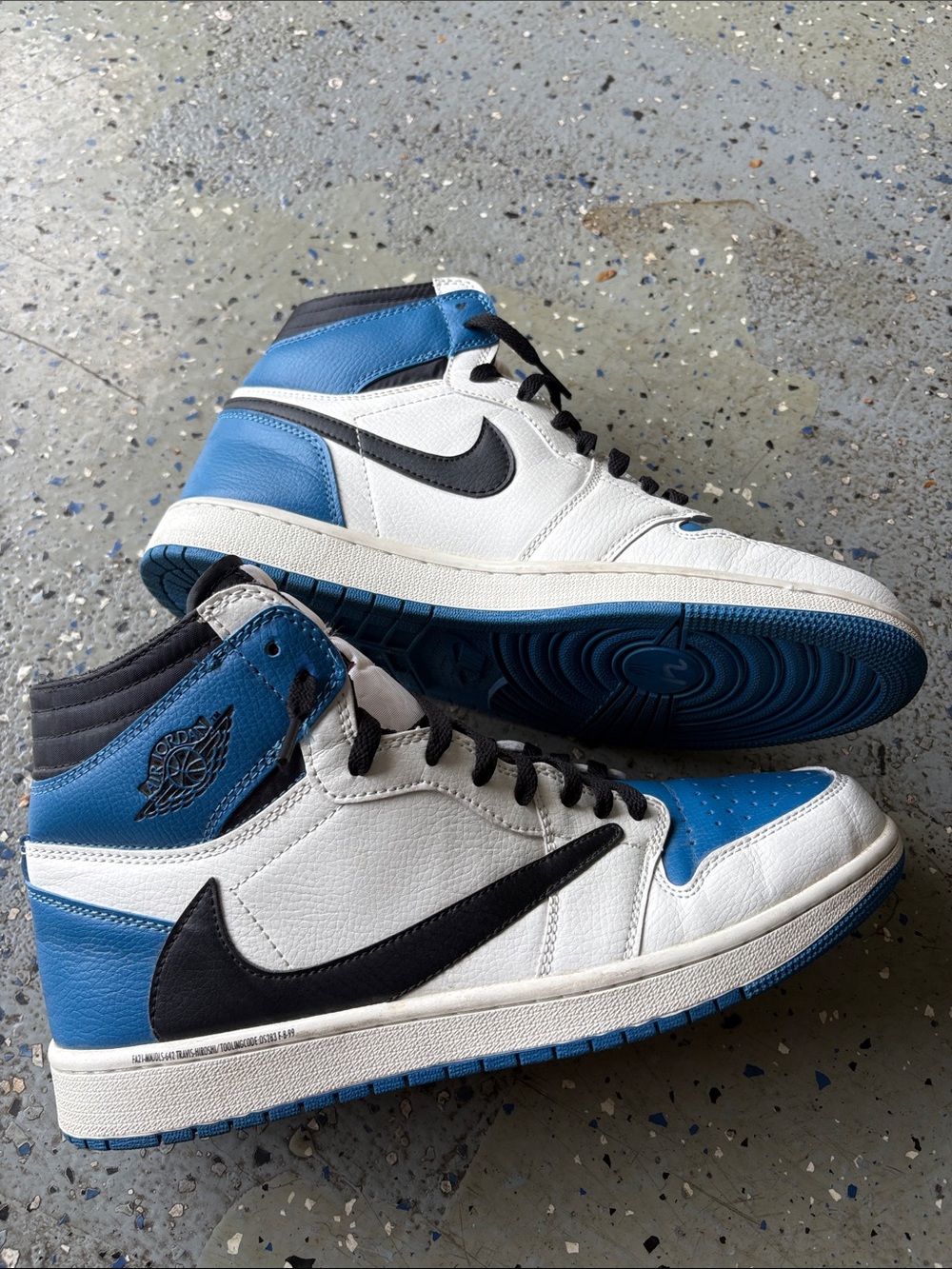 Nike Air Jordan 1 Mid - White/Blue/Black Men's Sneakers